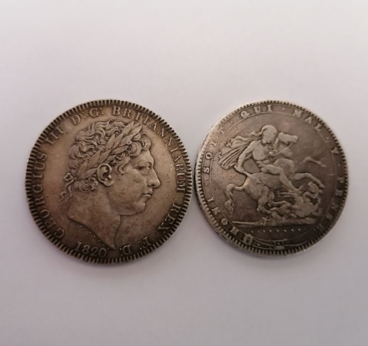 A collection of coins to include Victorian florins, George III crowns and a tin of French coins  and - Image 35 of 36