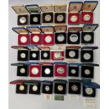 A collection of 30 sterling silver proof coins to include a 1996 Celebration of Football £2 coin,