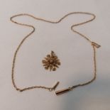An Edwardian seed pearl pendant with chain. Pendant stamped 18ct, approximate weight 2.3 grams along