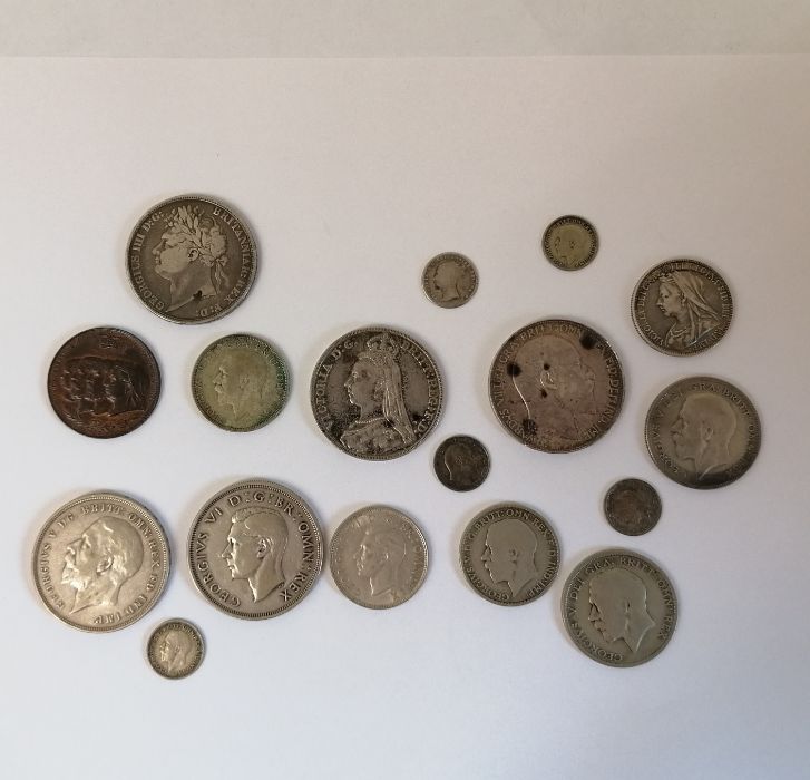 A collection of pre-decimal British coins comprising approx. 98.5g of pre 1920 silver, approx 121g - Image 2 of 2