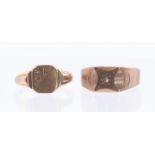A 9ct rose gold diamond set fancy signet ring, comprising star shaped mount, star set to the