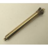 A Victorian mid 19th century brass tipstaff. Cylindrical brass tube form with screw off Queens Crown