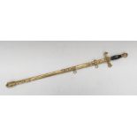 A vintage mid 20th century Knights Templar commanders sword, by C.E.Ward Co New London. Gilt on