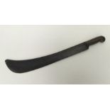A vintage horn handled machete. Steel blade with triple fuller to both sides, upturned to end,