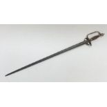 A 1796 pattern infantry officer's sword. Brass fold down guard, knuckle guard and pommel. Wooden