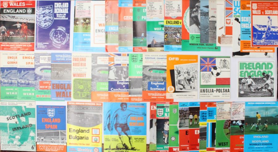 Football: A collection of 1950s and onwards international programmes including home nation interest,