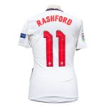 England: An England, match-worn, Marcus Rashford, short-sleeved home football shirt, worn in the