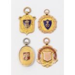 Football: A collection of three 9ct gold enameled medallions of football interest, Derby &