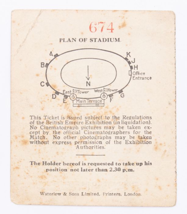 F.A. Cup: A Manchester City v. Bolton Wanderers, 24th April 1926, F.A. Cup Final match ticket. - Bild 2 aus 2