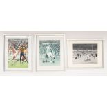 Manchester City: A collection of three framed and signed prints relating to former Manchester City