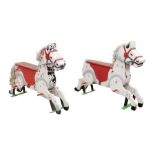 **For sale in aid of BBC Children in Need** A pair of wooden fairground horses on metal mounts