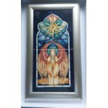 A Moorcroft Museum Trial piece,  framed tile / plaque, titled " Angel of Peace C1999 Decorated