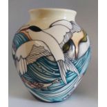 A limited edition 3/40 vase by Moorcroft, Roseate Terns pattern, Decorated with sea birds over