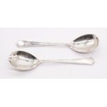 A set of George VI sterling silver Kingsley pattern salad servers. Marked for James Deakin & Sons,