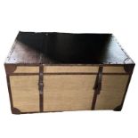 Large Leather and Hessian effect Storage trunk (furniture not travelling) very good condition