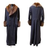 A 19th century style men's fur trimmed coat worn in a production of The Fruits of Enlightenment