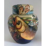 A Trout pattern Ginger jar designed by Phillip Gibson C1999, by Moorcroft Decorated with 2 large
