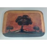 A Moorcroft Eventide tray by William Moorcroft signed in Blue with  W Moorcroft, impressed Moorcroft
