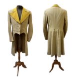 A late 19th/ early 20th century theatrical frock coat made from yellow wool by Charles H. Fox Ltd (