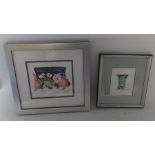 2 Moorcroft original signed lower right by the artist ,  framed  water colours, are Moorcroft