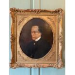 19th Century oil on canvas in gilt frame of Benjamin Disraeli  overall inc frame 36"H x 30" wide