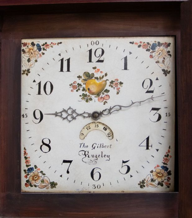 A late 18th Century 30hr longcase clock in oak and mahogany case, square painted floral dial with - Image 2 of 2