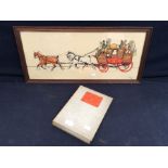Cecil Aldin print of a London to Plymouth horsedrawn coach, together with first edition copy of The