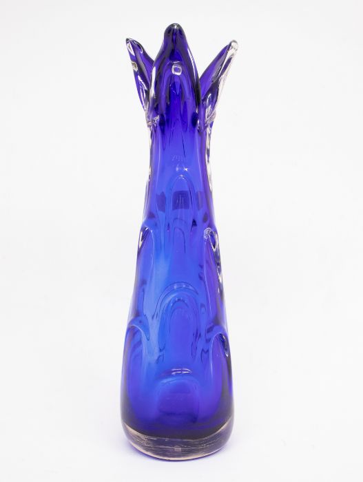 A large Josef Hospodka vase in blue and clear glass.