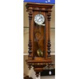 A good Vienna wall clock with 6½" two pence dial, two-train weight-driven movement striking on a