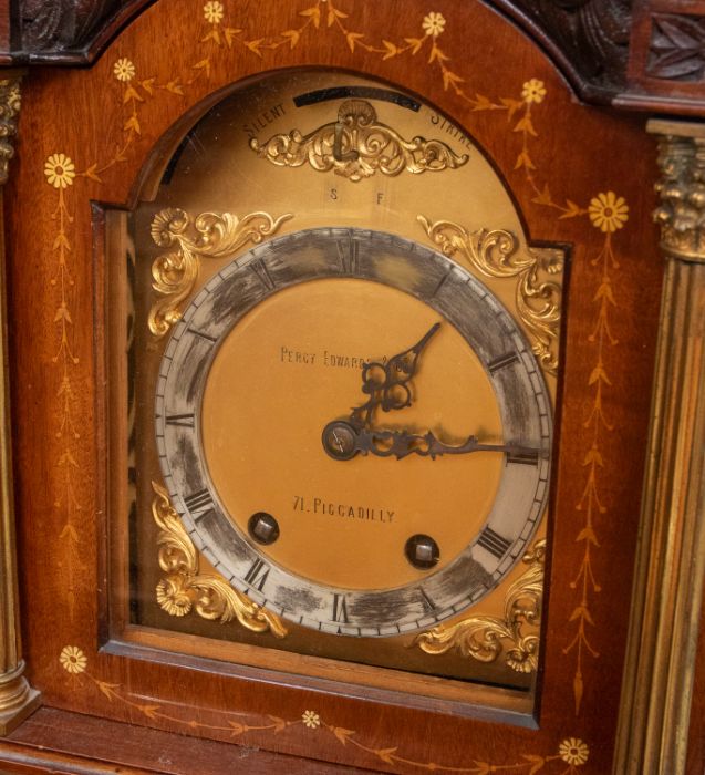 A Percy Edwards & Co of Piccadilly Edwardian mahogany and inlay grandmother clock with ormolu - Image 2 of 3