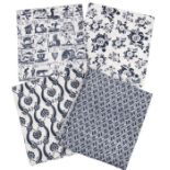 A small collection of Laura Ashley hand-printed prototype material samples of approximately 1 yard