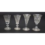 Collection of 19th Century wine glasses with fluited detail to bowls