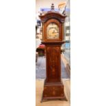 A Percy Edwards & Co of Piccadilly Edwardian mahogany and inlay grandmother clock with ormolu