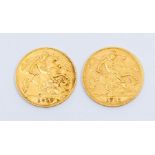 Two George V gold half sovereigns, dated 1910 and 1912 (2)