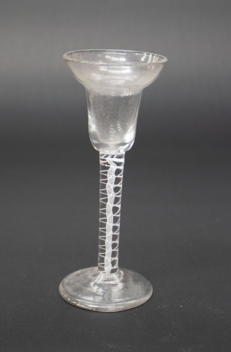 18th Century cordial glass with bell bowl with fluted stem