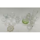 Three boxes of various 20th Century glass ware to include mostly glasses, cut glass vase, jug,