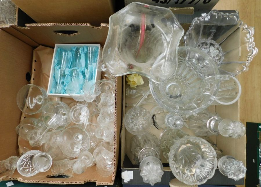 Collection of early 20th Century decanters, drinking glasses, vases and later 20th Century glasses