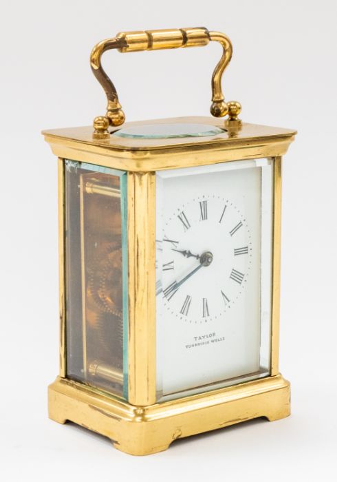 Quality Modern Brass Carriage Clock by Taylor of Tunbridge Wells (missing key)