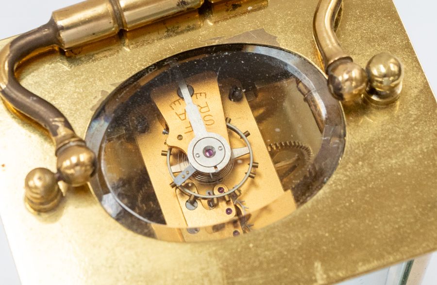 Quality Modern Brass Carriage Clock by Taylor of Tunbridge Wells (missing key) - Image 3 of 4