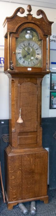 William Birftall of Leicester 8 day longcase clock with brass 12" arch dial subsidiary seconds