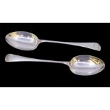 A pair of George VI silver Old English Pattern table spoons, hallmarked by Harrison Bros & Howson,