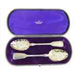 A pair of Victorian silver berry spoons, gilt bowls, hallmarked by William Eaton, London, 1841,