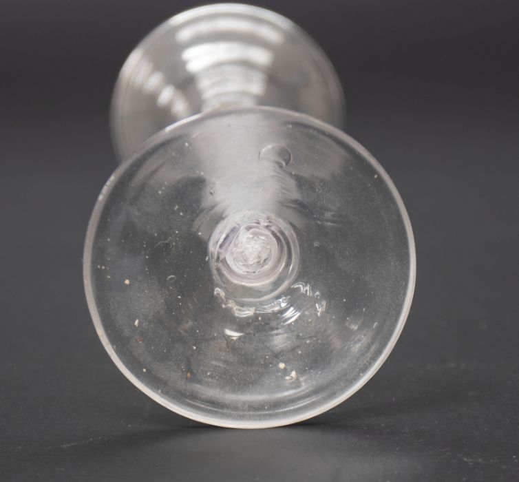 18th Century cordial glass with bell bowl with fluted stem - Image 3 of 3