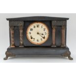 Large pine wall clock and an early 20th century mantel clock  CONDITION: Wall clock disposed of