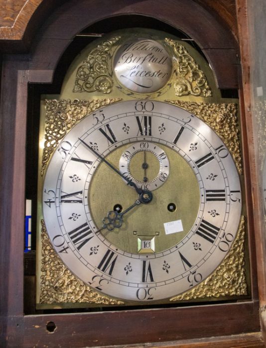 William Birftall of Leicester 8 day longcase clock with brass 12" arch dial subsidiary seconds - Image 2 of 2