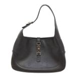 A Gucci leather 'Jackie O' bag 1980/90: black with black Gucci print lining, short shoulder strap.
