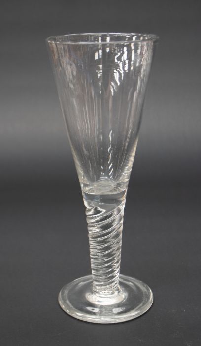 Large 19th Century wine glass with twisted stem and conical bowl
