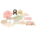 A collection of handbags and evening bags to include: a long gold bag by Stockley Trading Co with