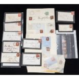 GB QV line engraved  collection of imperf 1d reds, mourning envelopes and various reds on piece,