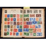 Old improved stamp album containing a world collection inc Penny Black.